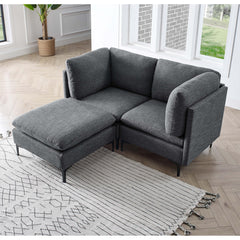 Linen Upholstered Modular Sectional with Metal Legs