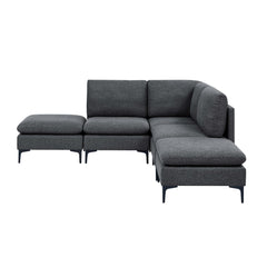 Linen Upholstered Modular Sectional with Metal Legs