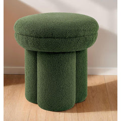 Round Top Accent Chair Pedestal Base Mushroom Design Stool Contemporary Green Finish Primary Living Room