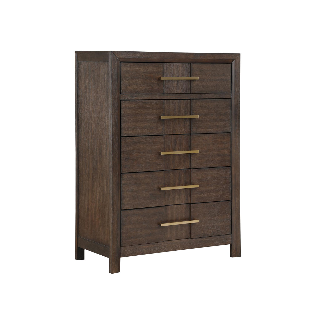 Oasis Modern Style 5-Drawer Chest Made with Wood in Walnut