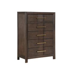 Oasis Modern Style 5-Drawer Chest Made with Wood in Walnut