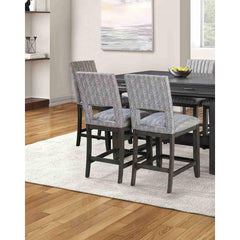 Transitional Style 2pc Counter Height Chair Padded Seat And Back Blue Gray Finish Dining Room