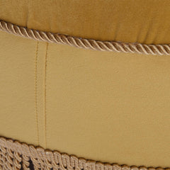 Planet 24" Round Upholstered Accent Ottoman, Gold Yellow Velvet with Gold Trim