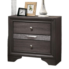 Contemporary Gray 1pc Nightstand Nickle round Knob Handles English Dovetails Hidden Drawer Bedside Table