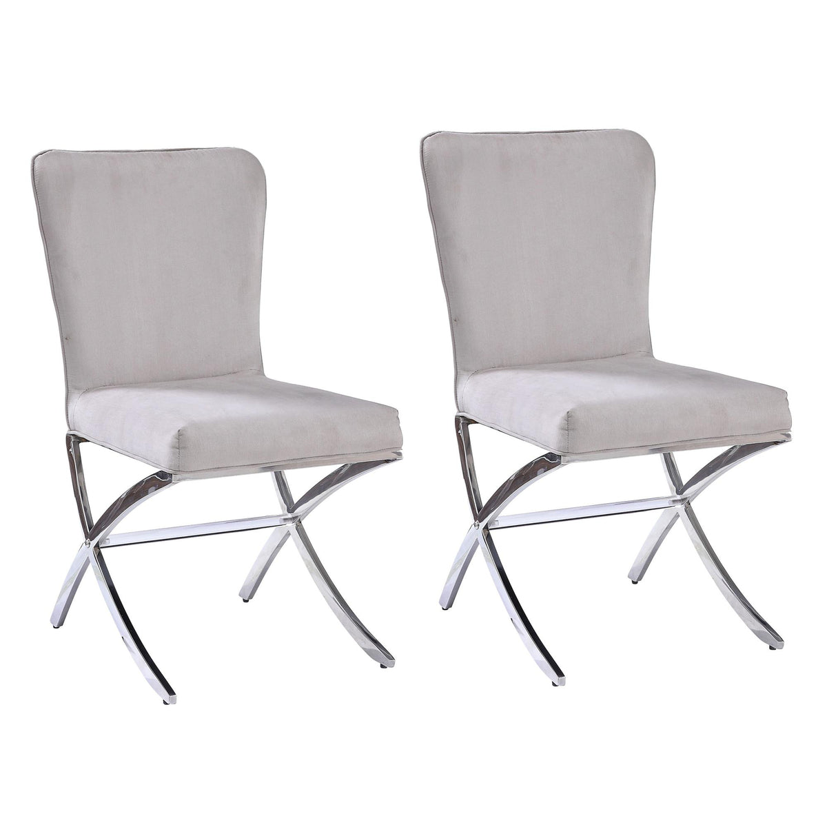 Quasar and Chrome Side Chairs with Metal X Shape Legs (Set of 2)
