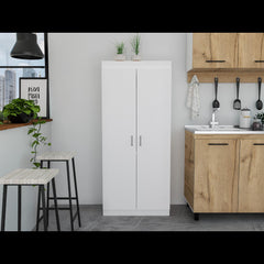Tiara Pantry Cabinet, Double Door,Five Shelves -White