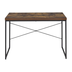 Pluto Oak and Black Writing Desk with Metal Sled Base