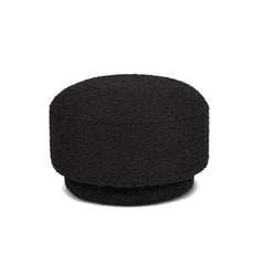 Tale 15" Mushroom Footstool Ottoman, Ebony Black Boucle