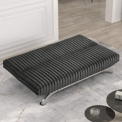 Avalon Finish Contemporary Style Futon Sofa Bed Convert Into Bed With Hidden Support Metal Leg chrome Finish Base Legs