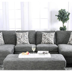 Living Room 1pc Armless Chair Transitional Style Chenille Fabric Gray Color Tappered Feet Couch Pillows