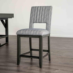 Transitional Style 2pc Counter Height Chair Padded Seat And Back Blue Gray Finish Dining Room