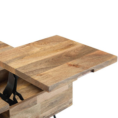 Nova 32 inch Wide Solid Mango Wood Lift Top Square Coffee Table in Natural