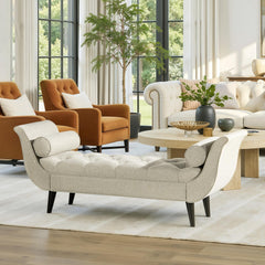 Melody Tufted Flared Arm Entryway Bench Taupe Polyester