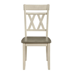 Modern Design Side Chairs 2pc Set Antique White Finish Wood Frame Classic X-Back Farmhouse Contemporary Dining Furniture