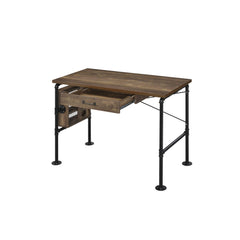 Hermes Weathered Oak & Black Finish Writing Desk