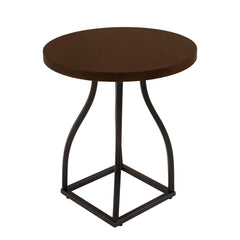 Apollo Accent Table, 20 Inch Round Wood Laminate Top, Black Metal Base