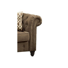 Zenith Brown Linen Loveseat W/2 Pillows