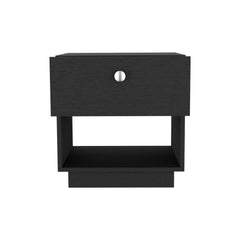Artemis Drawer Nightstand 19"H with Open Storage Shelf, Black