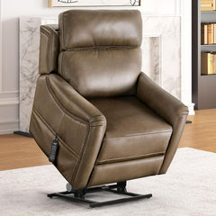 Transitional Style Lift Chair Steel Seat Box USB Port Wired Controller Dual Lift Motor Mechanism Brown Finish Primary Living Room
