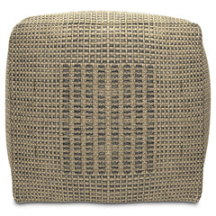 Andromache 18 inch Wide Square Pouf in Natural Handwoven Jute