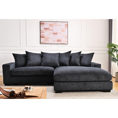 Odysseus Oversized Two-Piece Right Facing Sectional Couches for Living Room, 102.4-Inch L Shaped Sofa with Chaise, Upholstered with Corduroy Fabric, Black