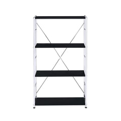 Avalon Black & Chrome Finish Bookshelf