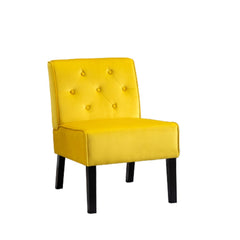Venus 53" 2Piece Living Room Armless Button Tufted Pattern Accent Chair with Velvet Fabric and Premium High Density Foam Cushion, Yellow