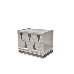 Vista Modern & Contemporary Style 2-Drawer Night stand Made with Wood and Gold Accents in River Sand Grey