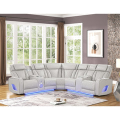Hephaestus Modern Style power recliner sectional with Bluetooth speaker and LED made with wood & metal, Massage Function Included Beige