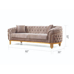 DIARY Modern Style 2 Piece Livingroom set(includes Sofa + Loveseat) Made of Wood with Button Tufted Surface in Taupe Color