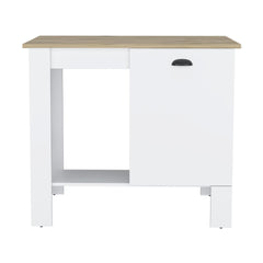 Hera Kitchen Island, Single Door Cabinet, Shelf White / Macadamia