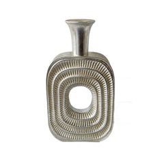Diary Decorative Flower Vase, 22 Inch, Narrow Neck, Silver Resin Base
