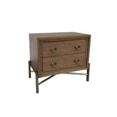 2 Drawer Nightstand with USB in Latte Finish with Metal Base
