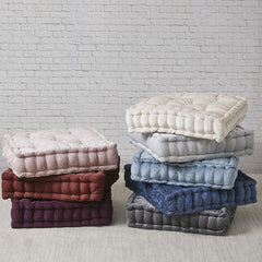 Celestia Chenille Square Floor Pillow Cushion Ivory 20x20"