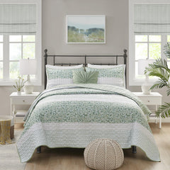 Harmony 4 Piece Seersucker Quilt Set with Throw Pillow
