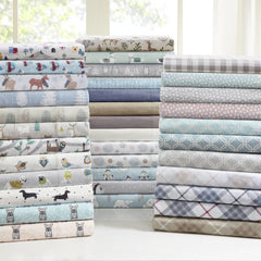 4 PCS Queen Printed Sheet Set White Village Print