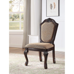 Epimetheus De Ville Fabric & Espresso Finish Side Chair (Set of 2)