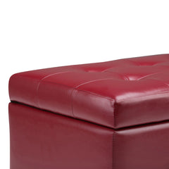 Gallery 34 inch Wide Storage Ottoman in Red Vegan Leather