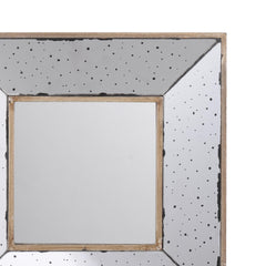 Aurora 12 Inch Square Wall Mirror, 3 Dimensional, Speckled Off White and Brown