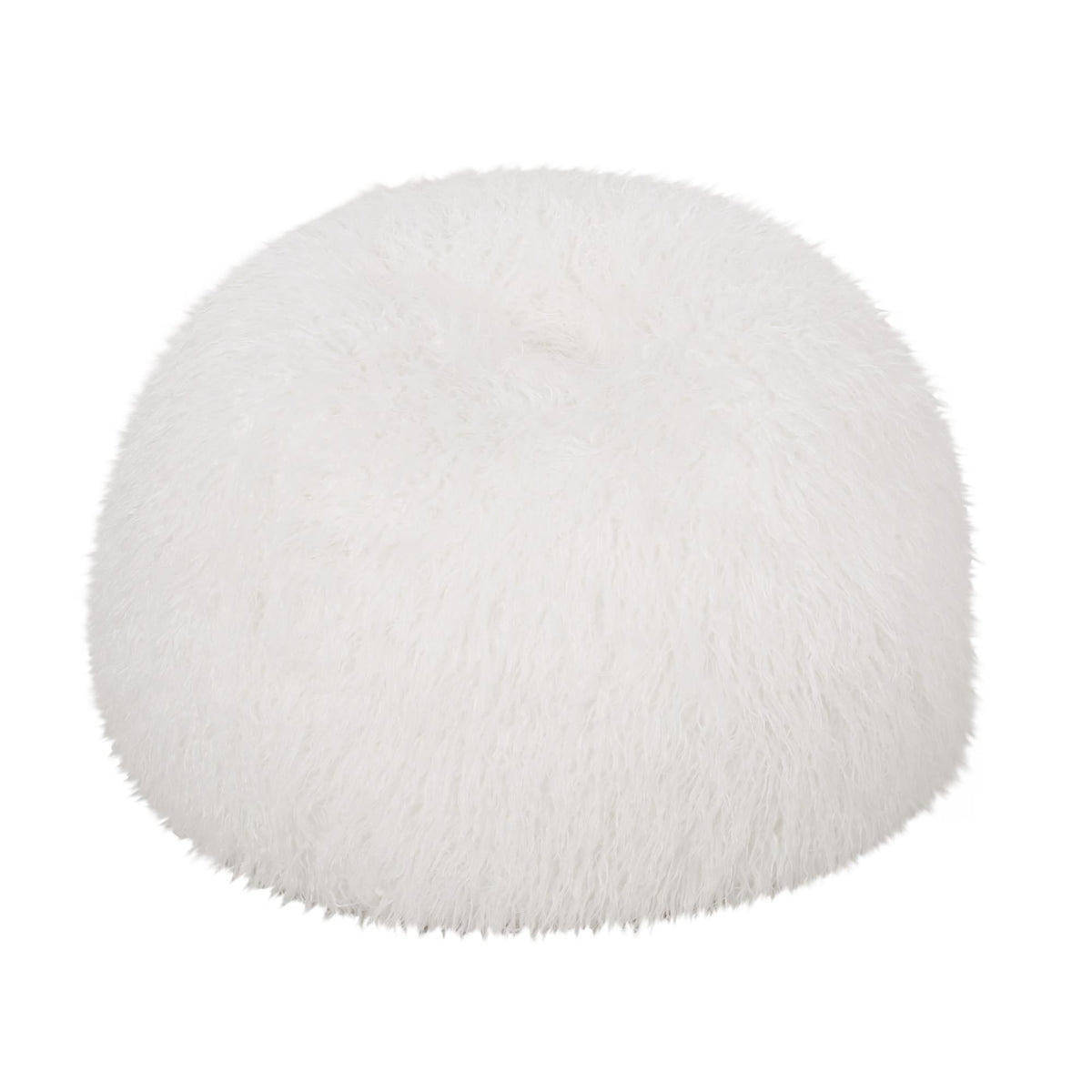 Lyra 3 Foot Rounded Faux Fur Bean Bag, White