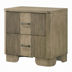 1pc Transitional Style Nightstand with 2x Storage Drawers Reeded Front Antique Oak Finish Wooden Rustic Bedroom Furniture