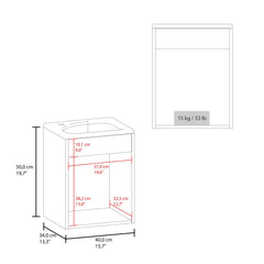 Crest Floating, Wide One-Door Cabinet Vanity, With Resin Sink And One Shelf, Bathroom Storage, Black