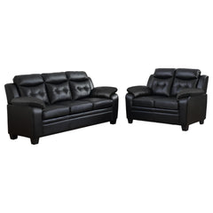 Rhapsody Black 2-piece Faux Leather Living Room Set
