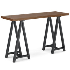 Crest - Solid Walnut Veneer and Metal Console Sofa Table - Walnut