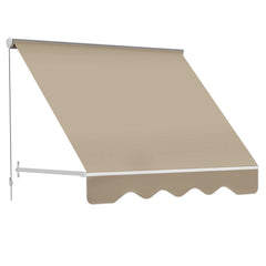 6' Drop Arm Manual Retractable Window Awning Sun Shade Shelter for Patio Balcony Outdoor, Aluminum, Can Cover 2 Windows, Cream White
