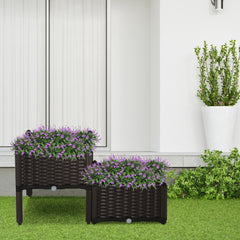 2-Piece Raised Garden Bed with Legs, Self-Watering Planter Box Raised Bed to Grow Flowers, Herbs & Vegetables, Brown