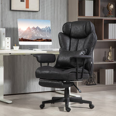 396lbs. Big and Tall Office Chair, Executive Office Chair with Footrest, Lumbar Support, and Reclining Function, Black