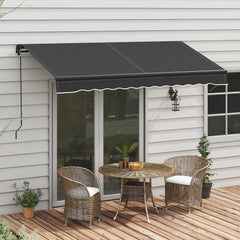 10' x 8' Retractable Awning, 280gsm UV Resistant Sunshade Shelter for Deck, Balcony, Yard, Dark Gray