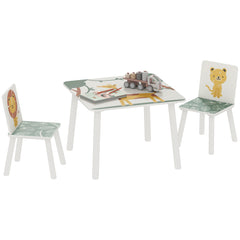 3-Piece Kids Toddler Table and Chair Set Furniture for Boys and Girls Aged 3-8, Bedroom, Nursery, Playroom, Green