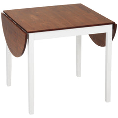55" Wood Kitchen Table, Drop Leaf Tables for Small Spaces, Brown
